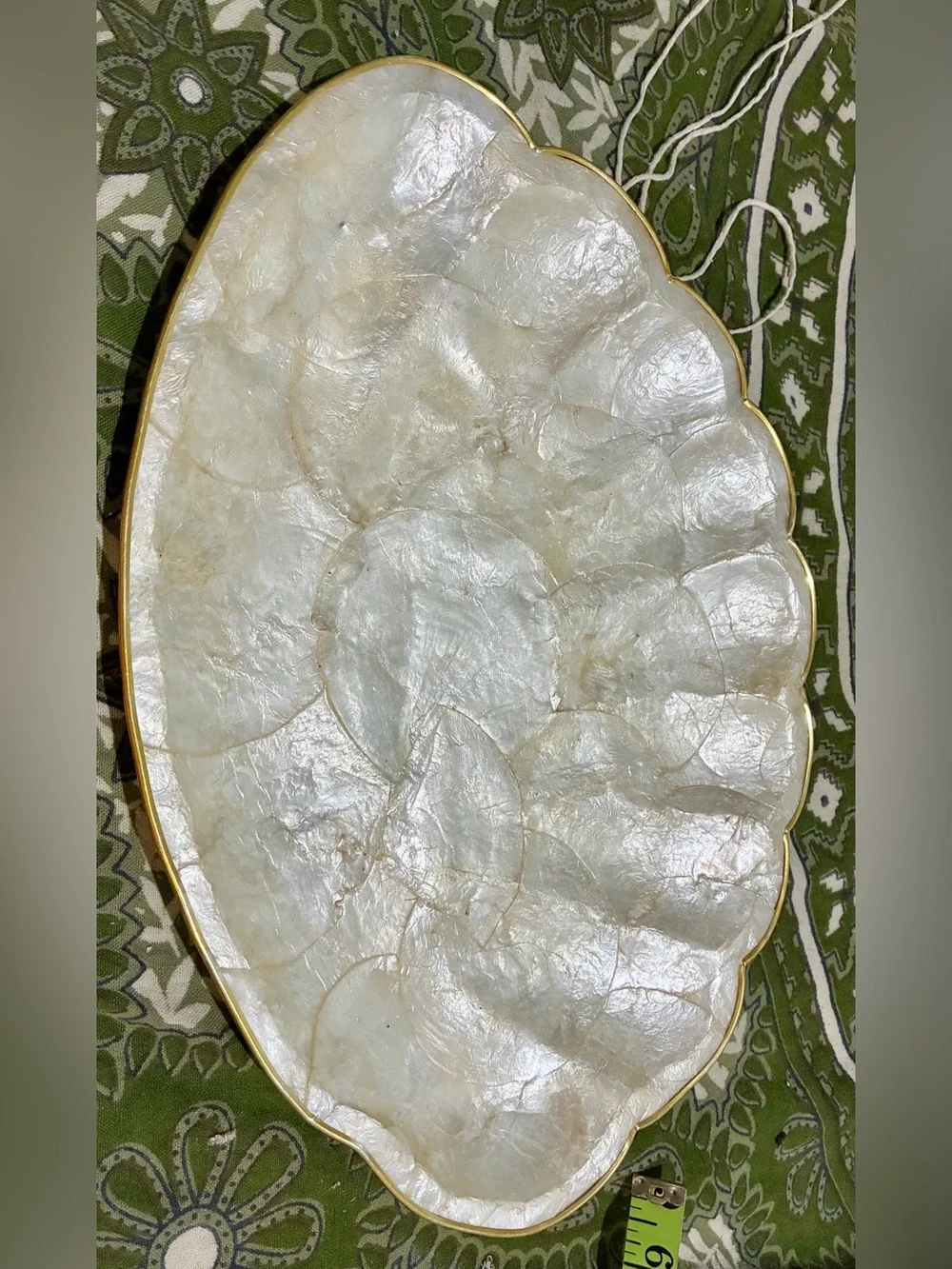 Vintage MCM Capiz Shell Tray made in Philippines 1960-70s. Some wear shown. GUC